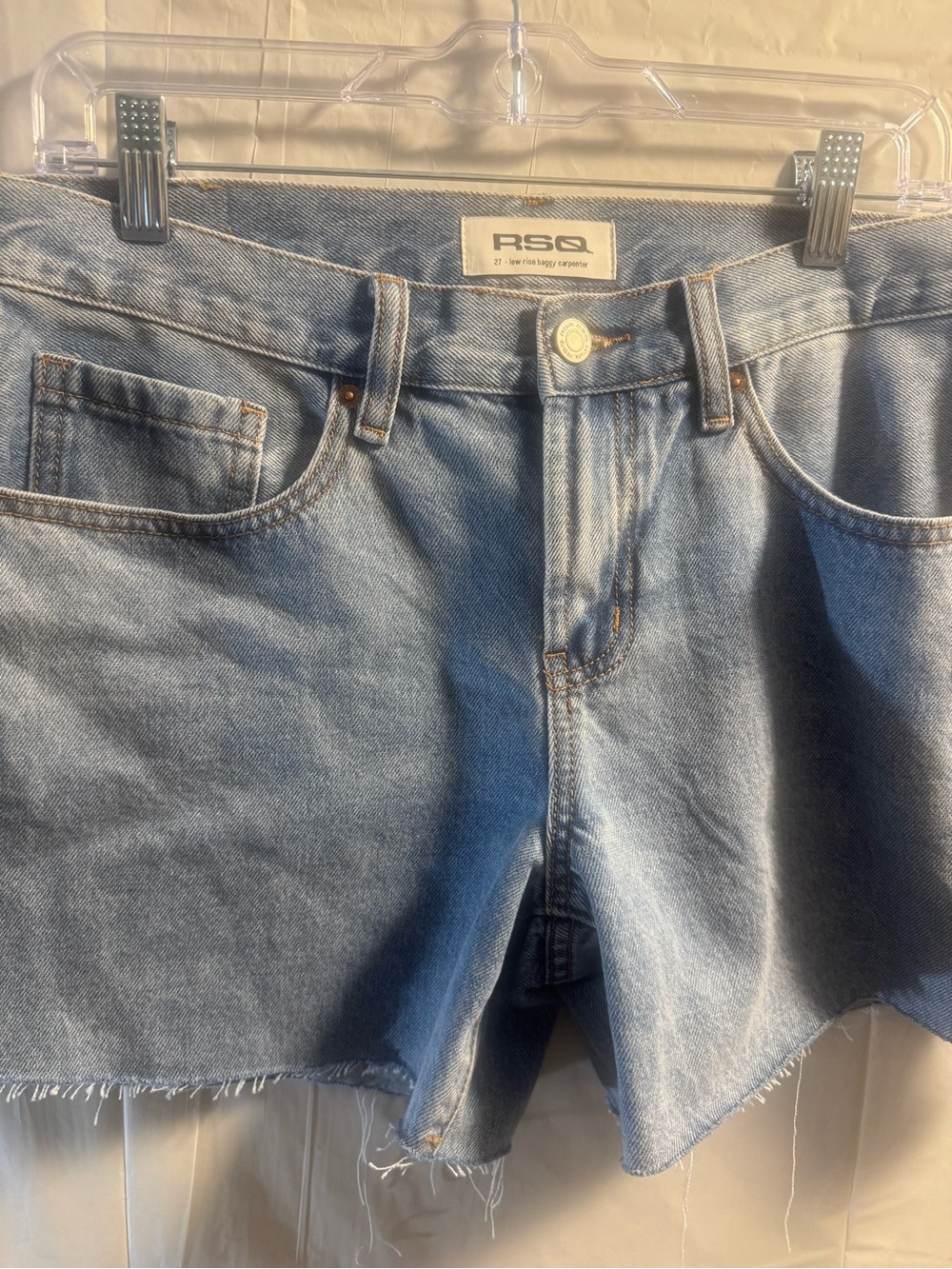 RSQ Light Blue Distressed Denim Mini Short - Picture 3 of 5